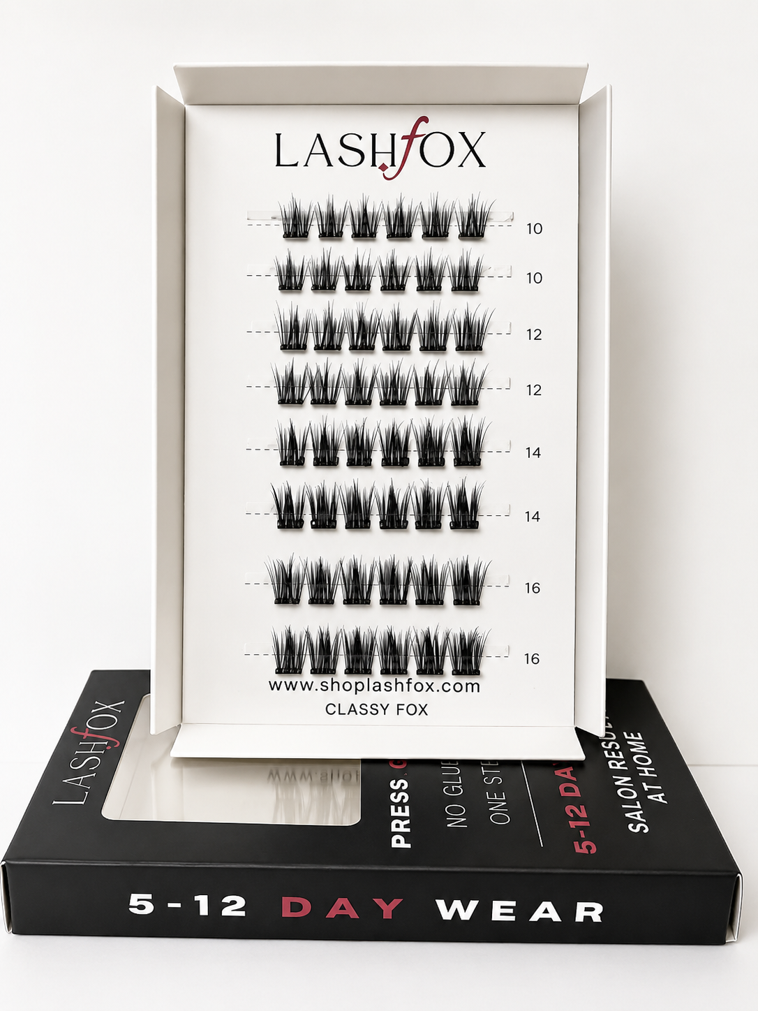 LashFox CLASSY FOX Press-On Lashes Kit – No Glue Needed, DIY Lash Extensions, Wispy Lashes, Reusable Natural Look, 5–12 Day Wear