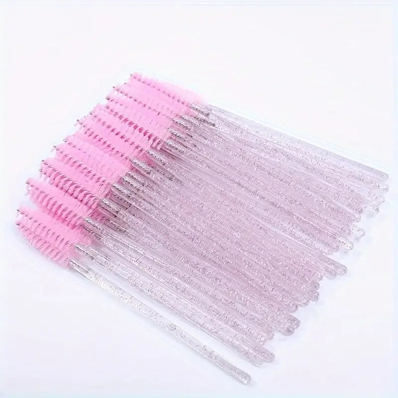 10 unids/pack cepillo de pestañas Multicolor y cepillo de cejas con carretes, cepillos en espiral, mangos de cristal para extensión de pestañas, maquillaje